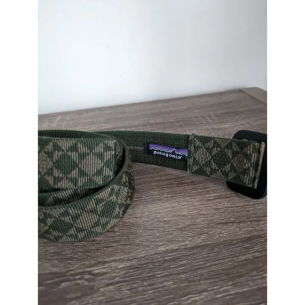 Patagonia Friction Belt Geometric Green Hiking Performance Outdoor 38